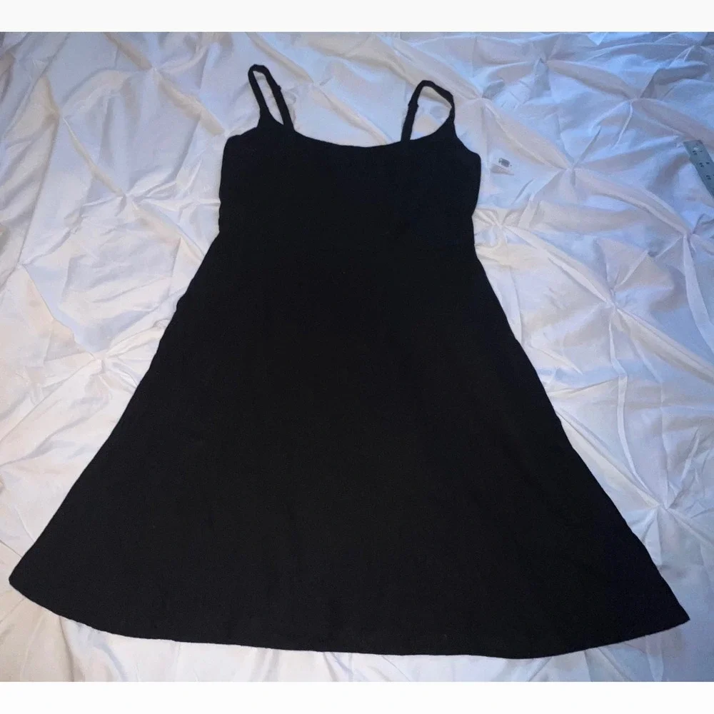 Old Navy Cami Mini Dress Womens M Black New With Tags Linen Blend Smocked Back